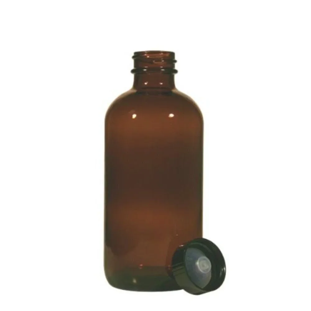 Glass Amber Bottle with Black Cap